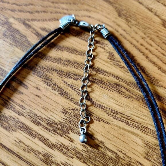 LIA SOPHIA Silver, Crystal, And Leather Necklace VINTAGE INSPIRED - Picture 4 of 14